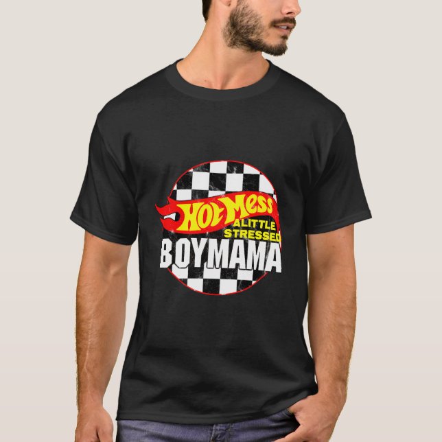 Hett  Little Stressat Boy Mamma Cars T Shirt (Framsida)