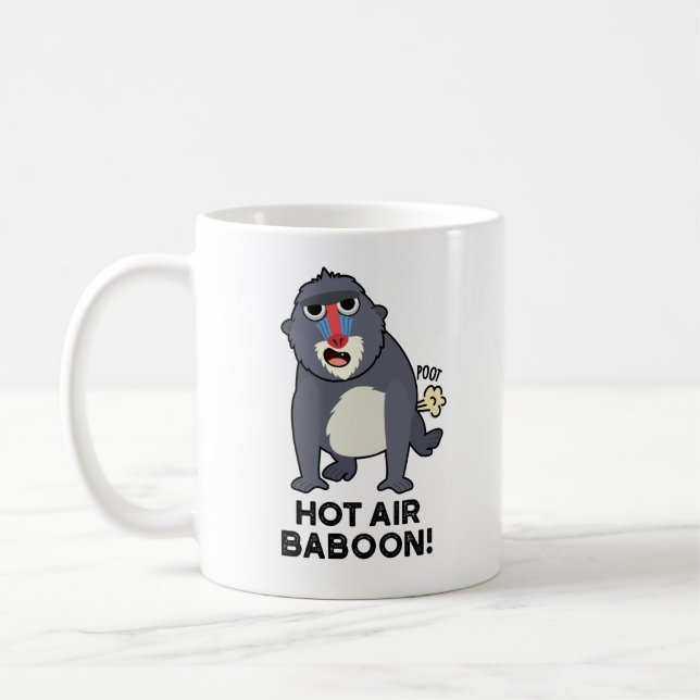Hett Luft Baboon Funny Farting Monkey Pun Kaffemugg (Vänster)