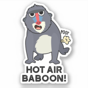 Hett Luft Baboon Funny Farting Monkey Pun Klistermärken