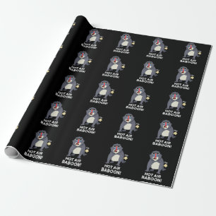 Hett Luft Baboon Funny Farting Monkey Pun Mörk BG Presentpapper
