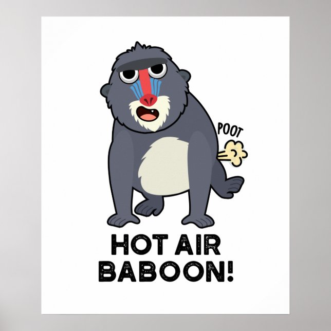 Hett Luft Baboon Funny Farting Monkey Pun Poster (Framsidan)