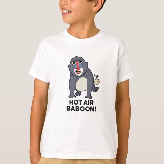Hett Luft Baboon Funny Farting Monkey Pun T Shirt (Framsida)
