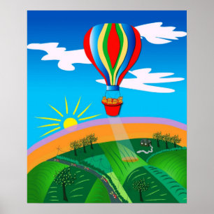 Hett Luft Balloking Folk Art Poster