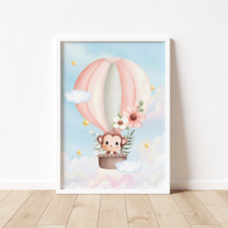 Hett Luft Ballon Baby Monkey Poster