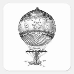 Hett Luft Ballon Steampunk Stickers Fyrkantigt Klistermärke