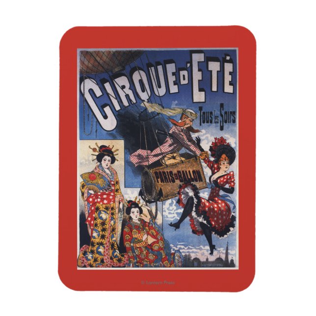 Hett-Luft-ballongen och japanska Dam Poster Magnet (Vertikal)