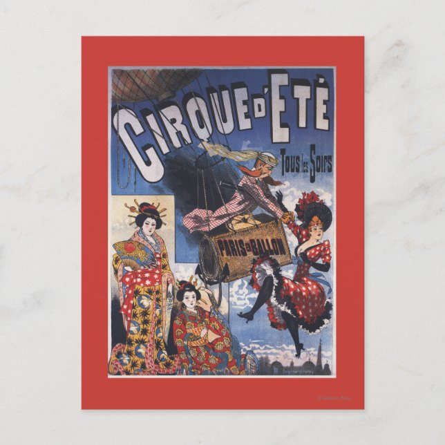 Hett-Luft-ballongen och japanska Dam Poster Vykort (Framsida)