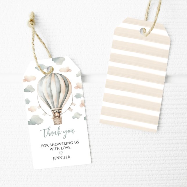 Hett Luft Nalle Ballon Baby Shower Tack Presentetikett (Skapare uppladdad)