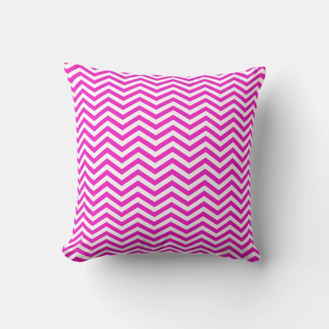 Hett Magenta Chevron Rand Kudde (Framsida)