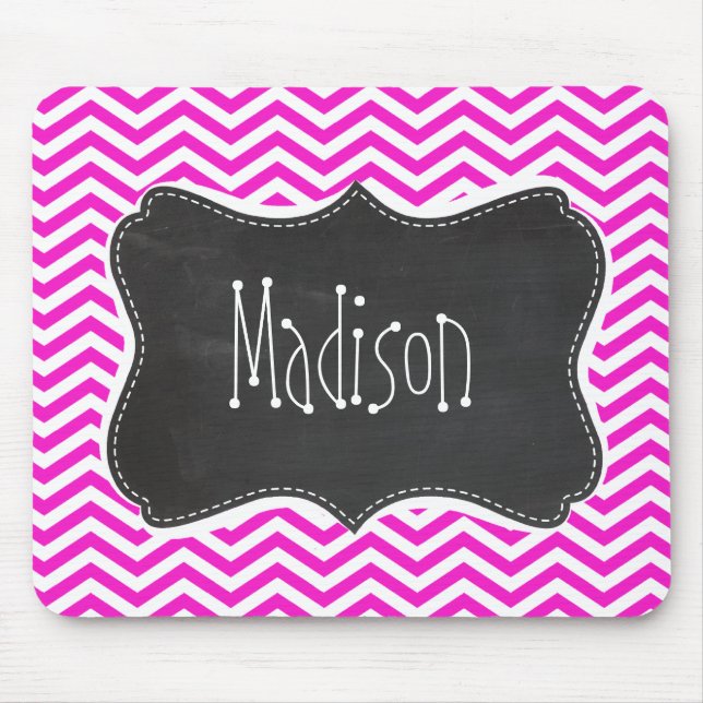 Hett Magenta Chevron Rand; Retro Chalkboard-utseen Musmatta (Framsidan)