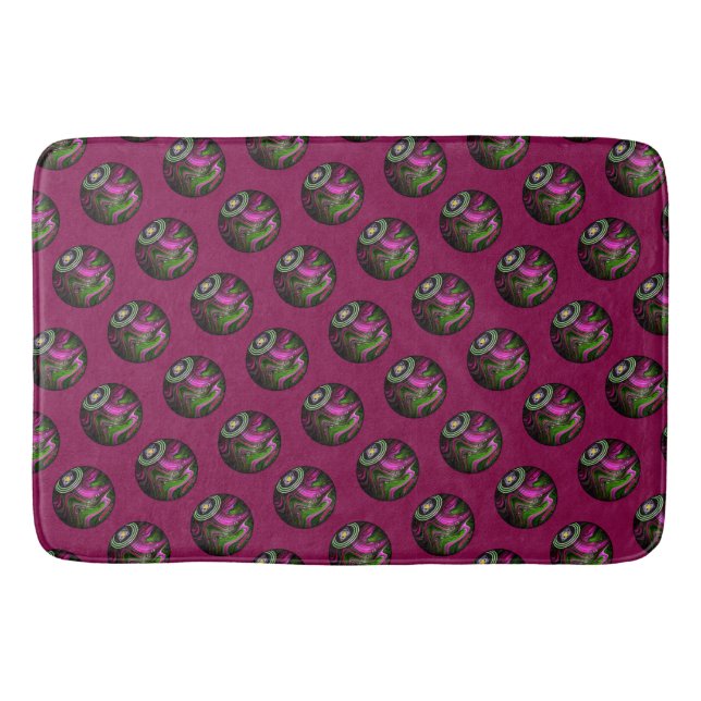 Hett Magenta Gräsmatta Bowls, Memory Foam Bath Mat Badrumsmatta (Framsidan)