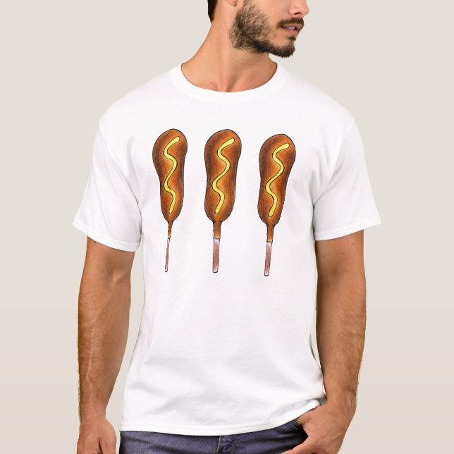 Hett Maj Hundar med Mustard Fried Fair Food Hotdog Tee Shirt (Framsida)