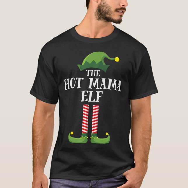 Hett Mamma Elf Matching Family Group jul Party T Shirt (Framsida)