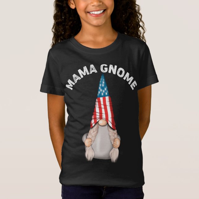Hett Mamma Gnome Family Funny US American Flagga T Shirt (Framsida)