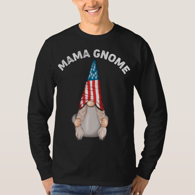 Hett Mamma Gnome Family Funny US American Flagga T Shirt (Framsida)