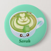 Hett Matcha Grönt Tea Latte med grodda grodor