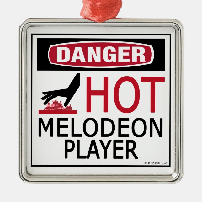 Hett Melodeon Player Julgransprydnad Metall (Framsidan)