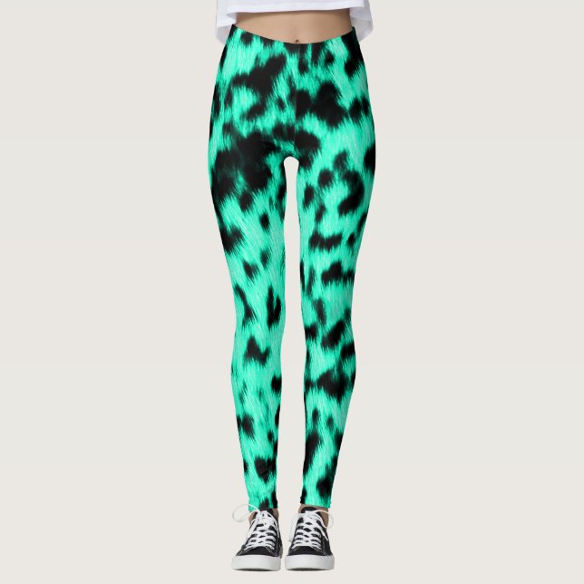 Hett Mint Cheetah Rave Kärlek Leggings (Framsida)