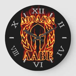 Hett Molon Labe Warrior Mask Laurels Dial on Fire Stor Klocka