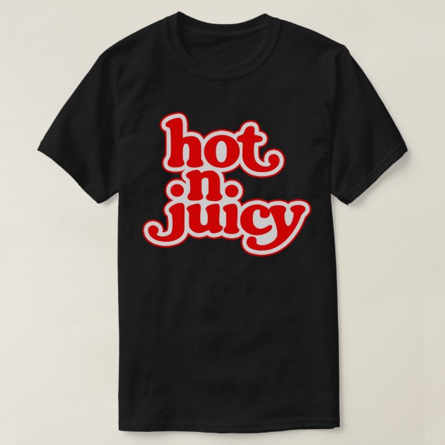 Hett N Juicy 70s hamburger cheeseburger fast mat 1 T Shirt (Design framsida)