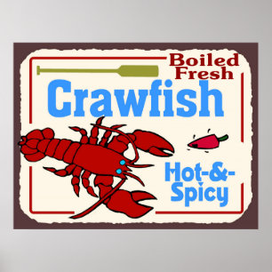 Hett N Spicy Boiled Kräftor Sign Poster
