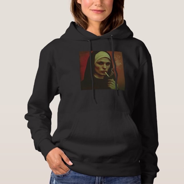 Hett nun röker cigarett, Rebellious nun T Shirt (Framsida)