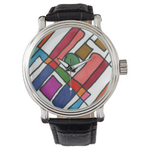 Hett och coola, rektangulärt rand med cirkelaccent armbandsur
