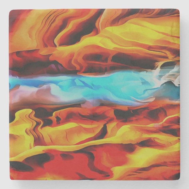 Hett och Kall Inslag Abstrakt för akrylvitlök Stenunderlägg (Framsidan)