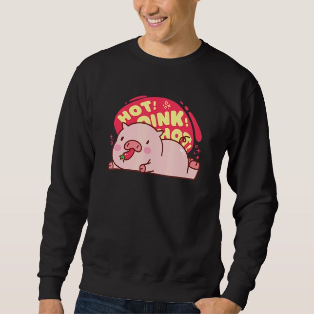 Hett Oink Hett Gris Pepper Cute Food Lång Ärmad Tröja (Framsida)