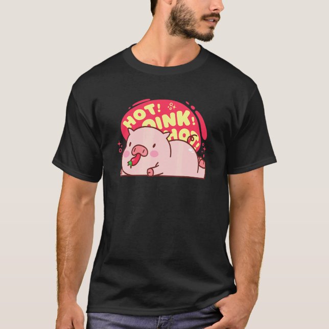 Hett Oink Hett Gris Pepper Cute Food T Shirt (Framsida)