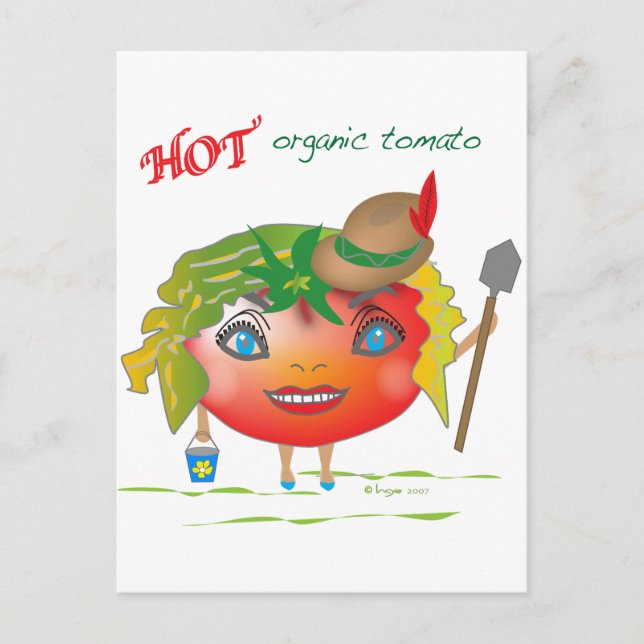 Hett Organic Tomato Vykort (Framsida)