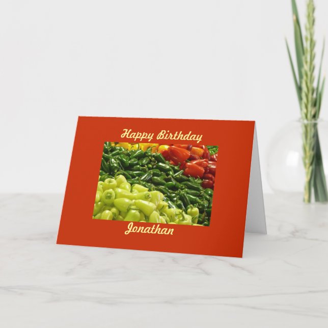 Hett Paprika Personlig födelsedagshälsningskort Kort (Framsida)