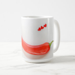 Hett peppar Hjärter vit röd Kaffemugg