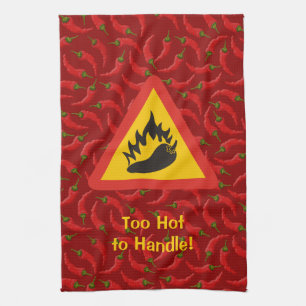 Hett Pepper Danger-tecken Kökshandduk