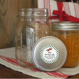 Hett Pepper Jelly Anpassningsbar Canning Burk Stic Runt Klistermärke