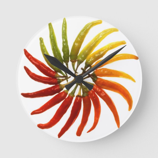 Hett Pepper Rainbow Rund Klocka (Framsida)