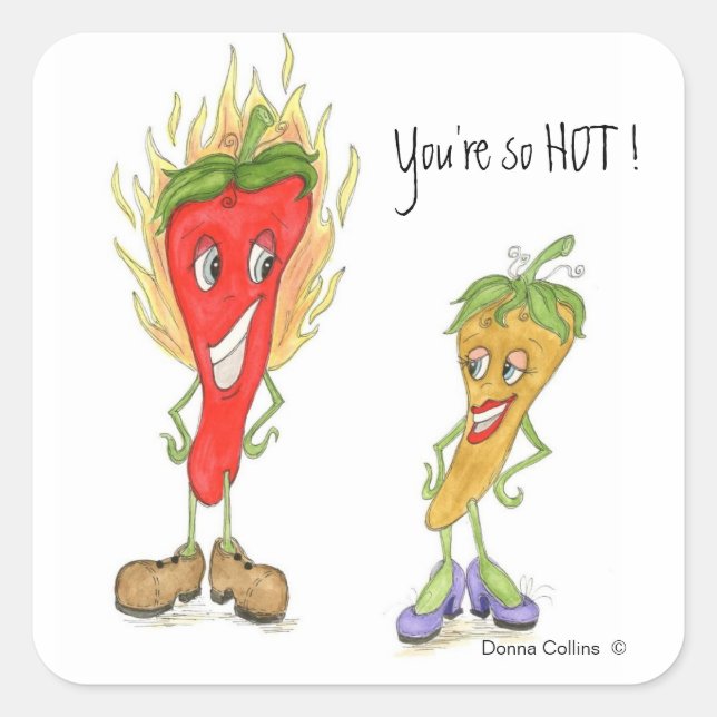 Hett Pepper Sticker Fyrkantigt Klistermärke (Framsida)