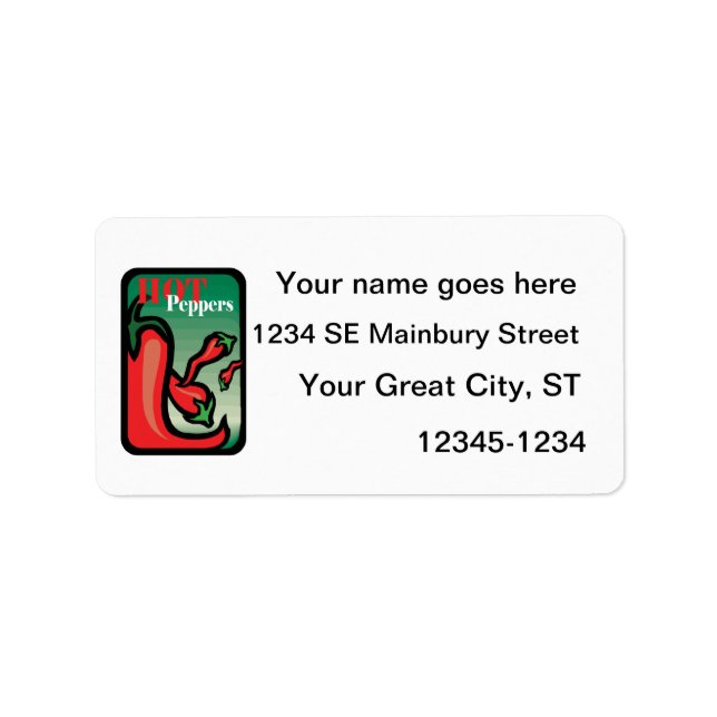 Hett Pepper Text Graphic two chilis Adressetikett (Framsidan)