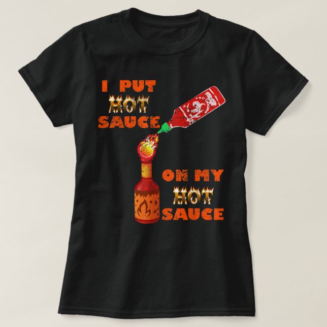 Hett Peppers blandade Sauce Challenge Funny spicy  T Shirt (Design framsida)