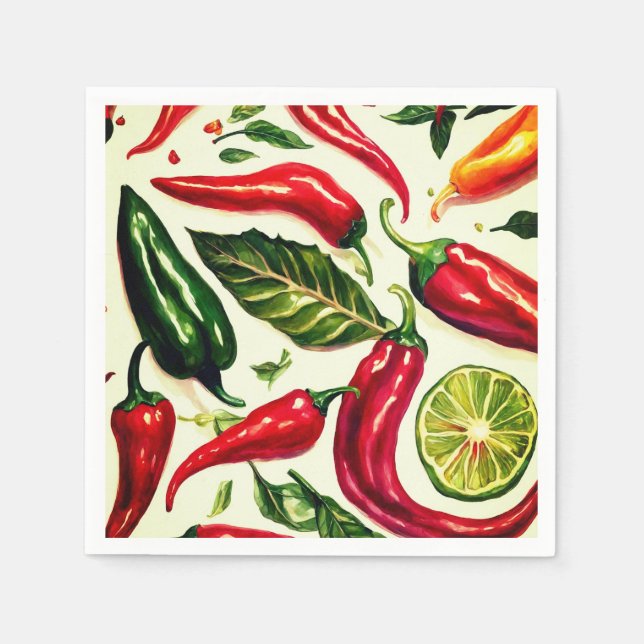 Hett Peppers Pappra Party Napkins Pappersservett (Framsidan)