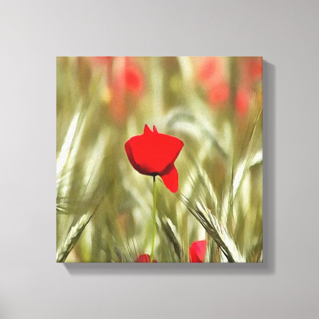 Hett Poppy Acrylic Painting Canvastryck (Framsida)