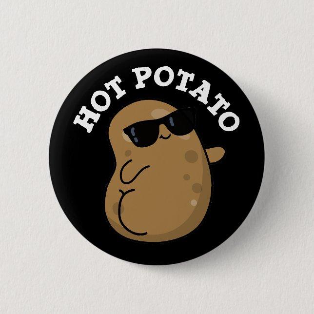Hett Potato Funny Veggie Pun Mörk BG Knapp (Framsida)