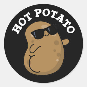 Hett Potato Funny Veggie Pun Mörk BG Runt Klistermärke