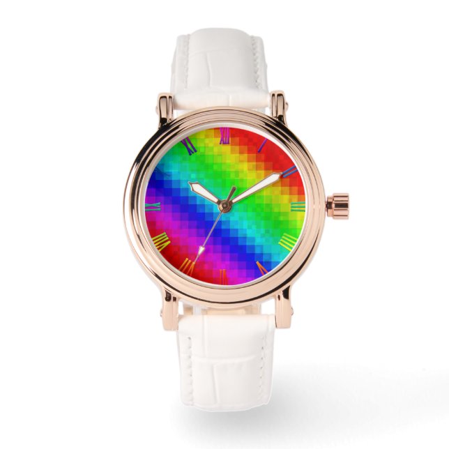 Hett Rainbow Mosaic Shimmer Armbandsur (Framsida)