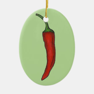 Hett Red Chili Pepper Spicy Vegetable Veggie Julgransprydnad Keramik