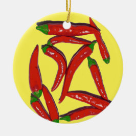 Hett Red Chili Peppers Mönster Julgransprydnad Keramik