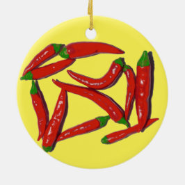 Hett Red Chili Peppers Mönster Julgransprydnad Keramik