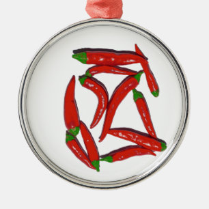Hett Red Chili Peppers Mönster Julgransprydnad Metall