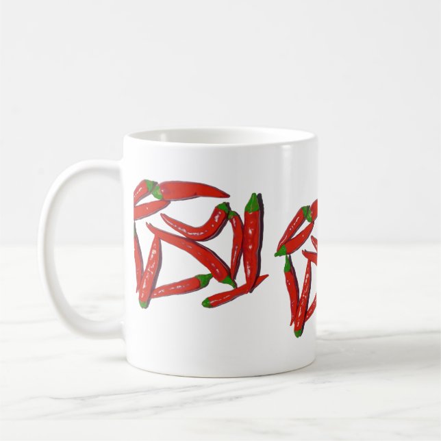 Hett Red Chili Peppers Mönster Kaffemugg (Vänster)