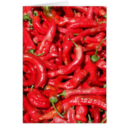 Hett Red Chili Peppers utomhus i sommarhamnen Sol Hälsningskort